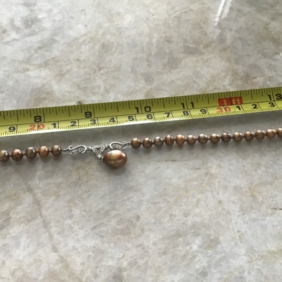 - 14k White Solid Gold Pearl Pendant Necklace Bronze Gold Natural Pearls & White - Picture 9 of 10